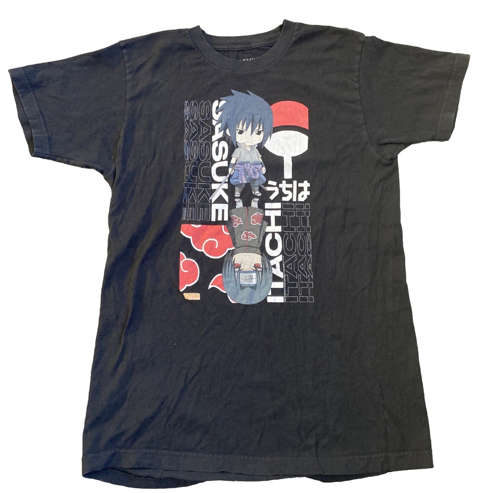 Uchiha Sasuke Itachi Chibi Men's T-Shirt Medium Shippuden Anime Manga